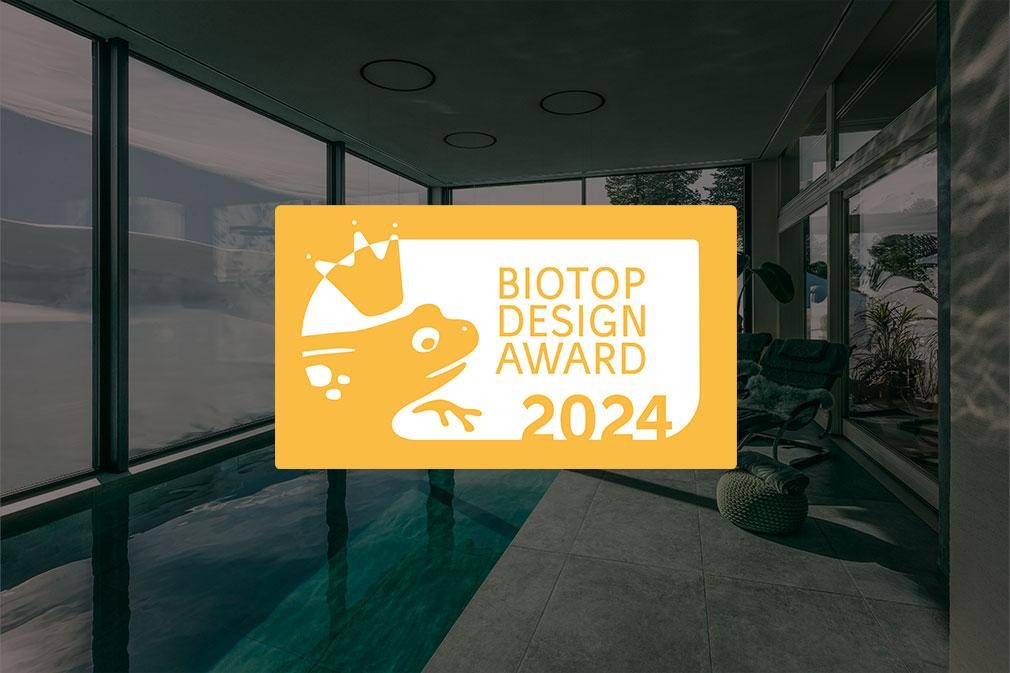 BIOTOP Design Award 2024 Logo vor Indoor Living Pool